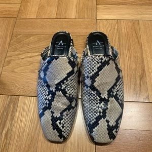 Aquatalia Snakeskin Leather Mule Loafer Flats